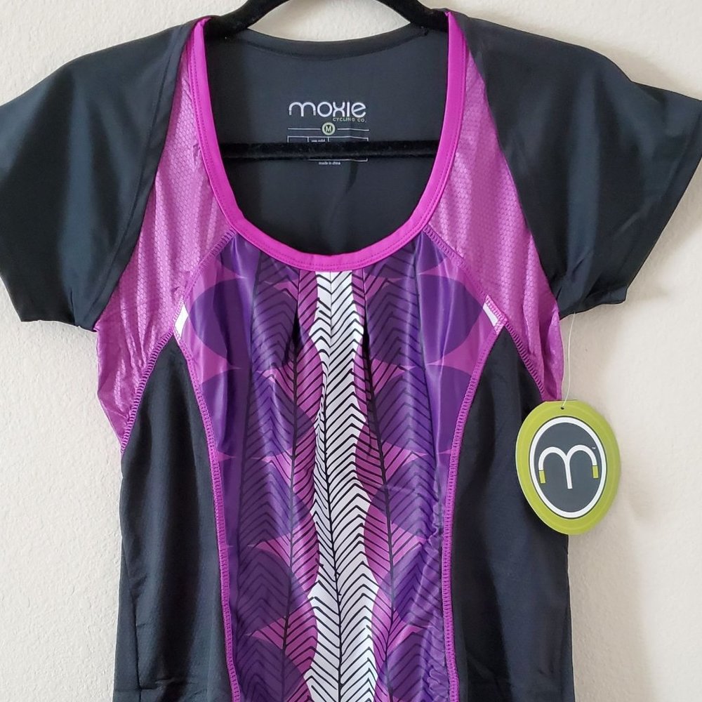 NWT Moxie Cycling Co Wrap Tee Print Women's Medium Tee Jersey Bicycling Race